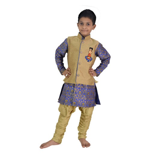 Ethnic Wear - Boys Achkan Pajama 3 Pc Set