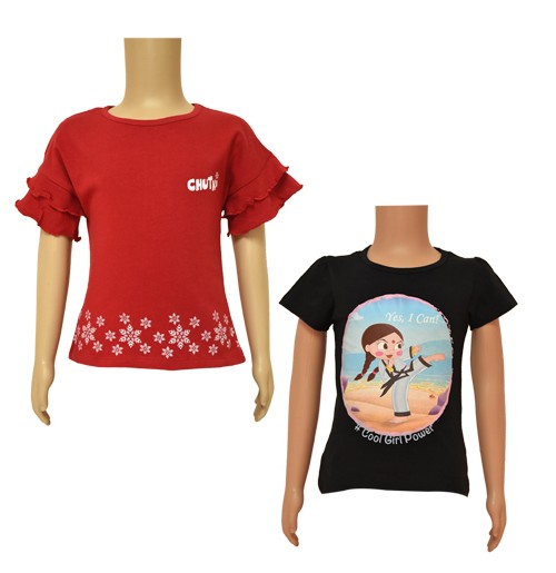 Chutki T-shirts- Combo Black and Red